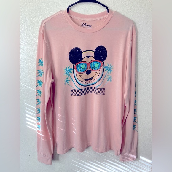 Disney Tops - Disney Palm Tree Mickey Mouse Blush Long Sleeve!